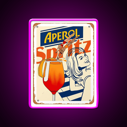 Aperol Spritz Art Print Cocktail Bar Decor Led Neon Sign Rgb Color - Shineneon