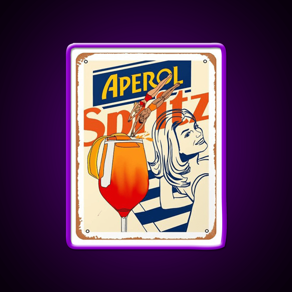 Aperol Spritz Art Print Cocktail Bar Decor Led Neon Sign Rgb Color - Shineneon