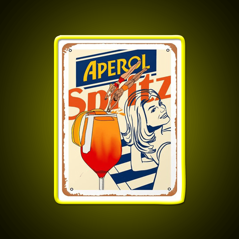 Aperol Spritz Art Print Cocktail Bar Decor Led Neon Sign Rgb Color - Shineneon