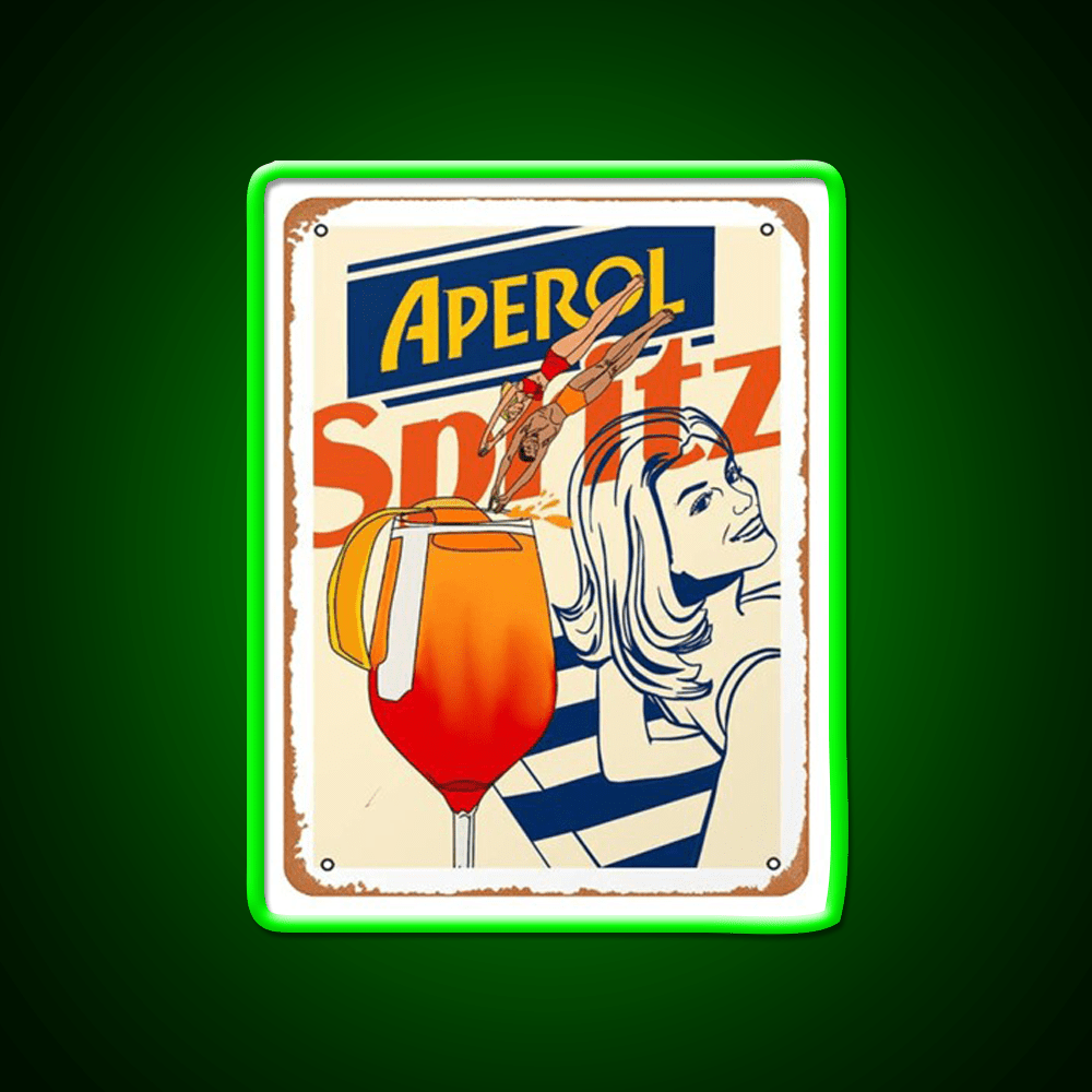 Aperol Spritz Art Print Cocktail Bar Decor Led Neon Sign Rgb Color - Shineneon