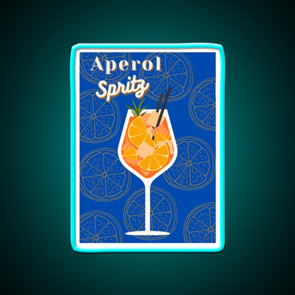 Aperol Spritz Blue Cocktail Bar Decor Led Neon Sign Rgb Color - Size and dimension reference