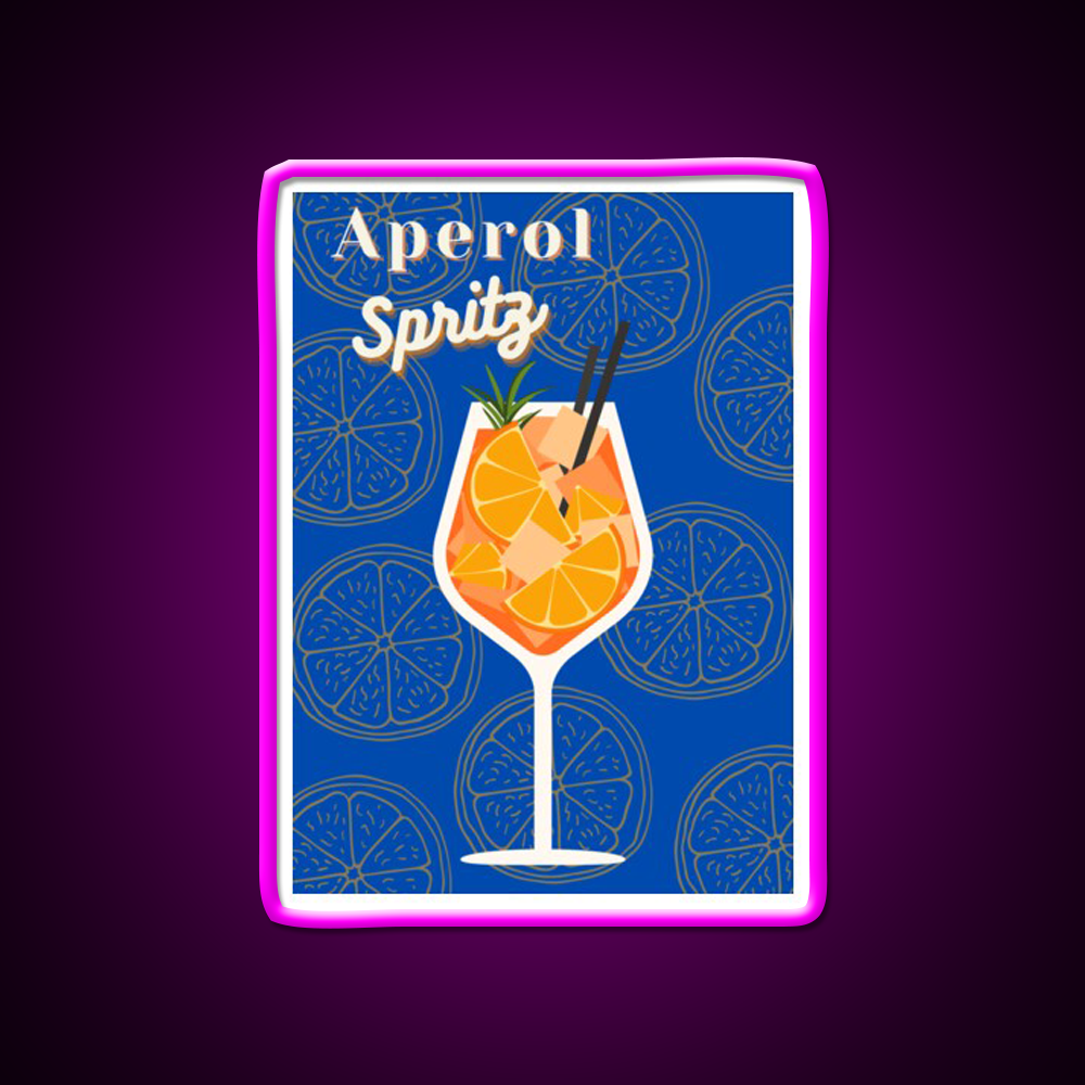 Aperol Spritz Blue Cocktail Bar Decor Led Neon Sign Rgb Color - Neon sign mounted on wall in room