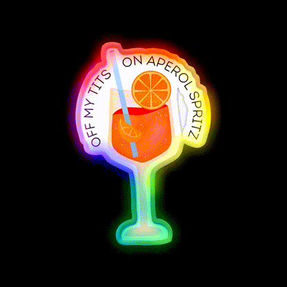 Aperol Spritz Drink Cocktail Bar Decor Led Neon Sign Rgb Color - LED neon sign close-up detail