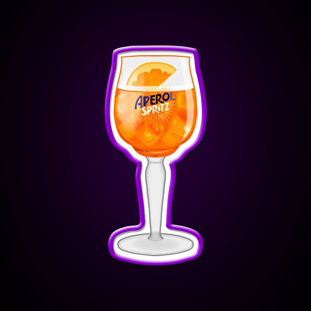 Aperol Spritz In A Glass Cocktail Bar Decor Led Neon Sign Rgb Color - Shineneon