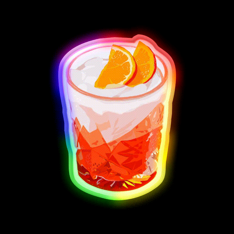Aperol Spritz In A Glass Drink Cocktail Bar Decor Led Neon Sign Rgb Color - LED neon sign close-up detail