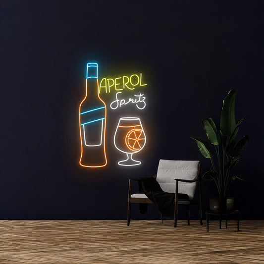 Aperol Spritz Led Sign Wine Bar Room Wall Decor Cocktail Neon Light