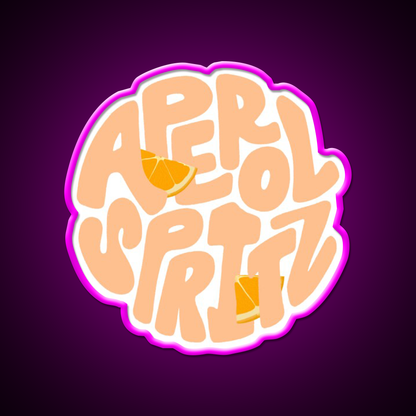 Aperol Spritz Orange Cocktail Bar Decor Led Neon Sign Rgb Color - Neon sign mounted on wall in room