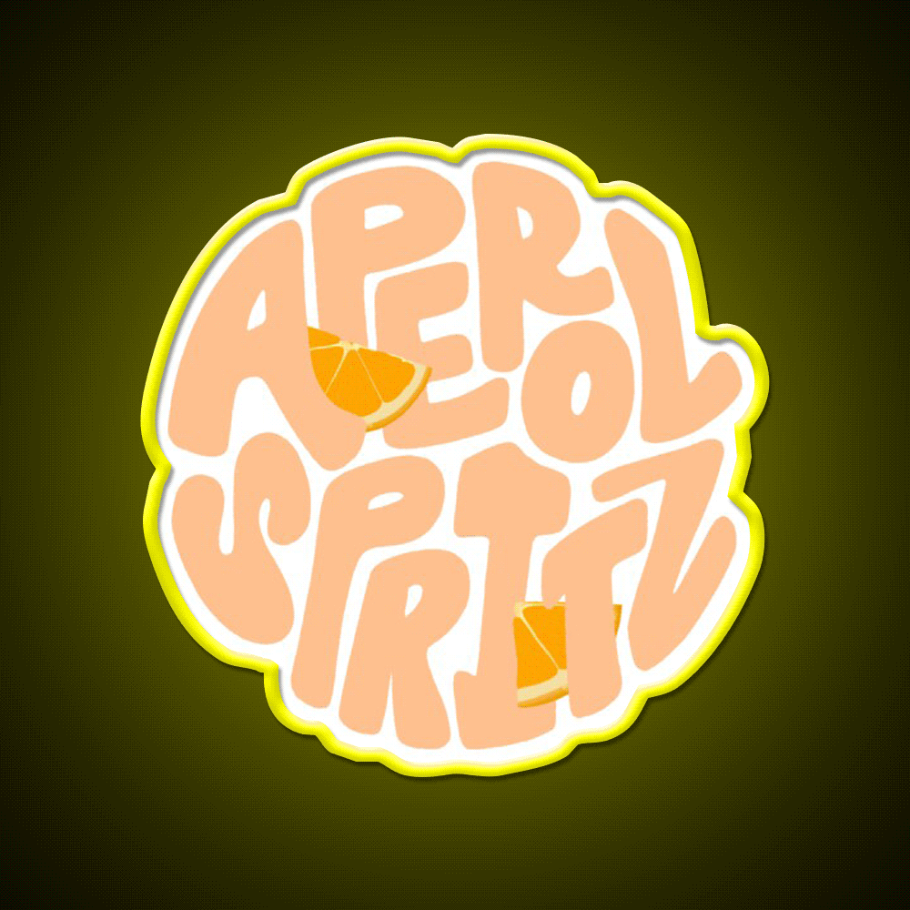 Aperol Spritz Orange Cocktail Bar Decor Led Neon Sign Rgb Color - Custom LED neon sign front view