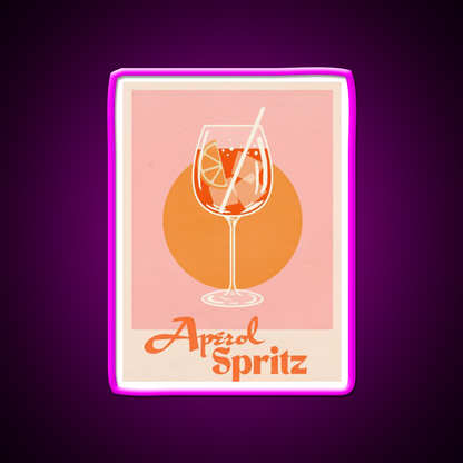 Aperol Spritz Print Cocktail Bar Decor Led Neon Sign Rgb Color - Neon sign mounted on wall in room