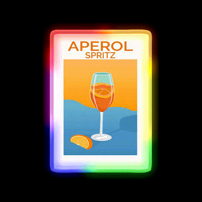 Aperol Spritz Wall Art Cocktail Bar Decor Led Neon Sign Rgb Color - LED neon sign close-up detail