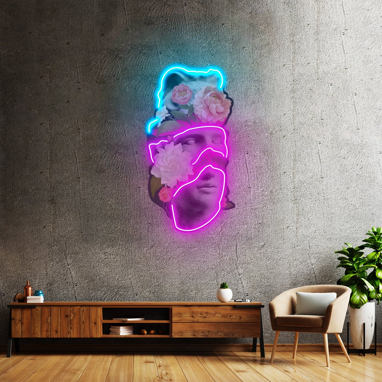 Apollo Flower Head Neon Artwork For Sale For Sale