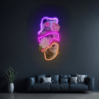 Apollo Flower Head Neon Artwork For Sale For Sale - Neon sign mounted on wall in room