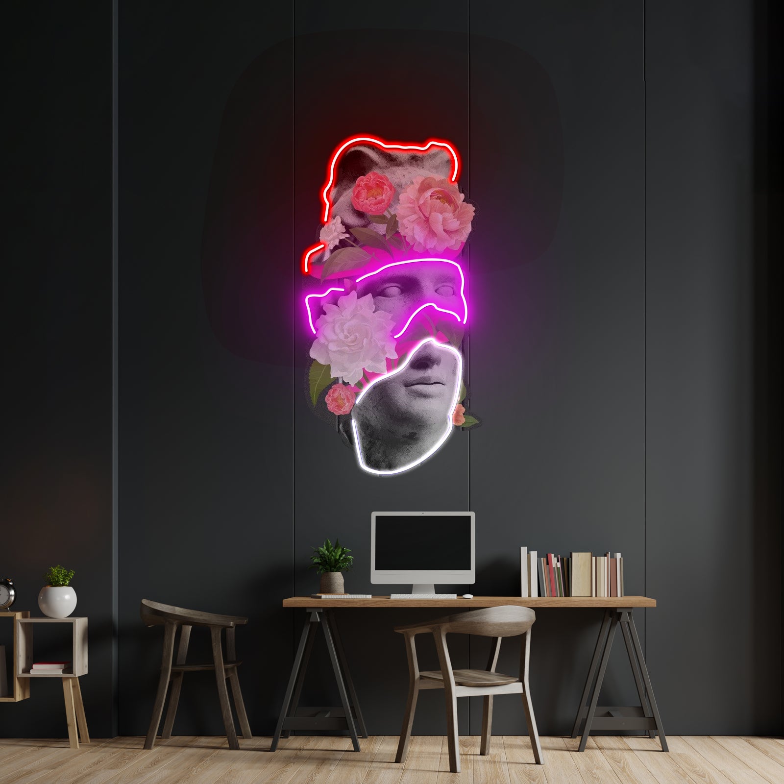 Apollo Flower Head Neon Artwork For Sale For Sale - Custom LED neon sign front view