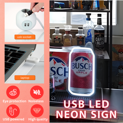 USB Beer Neon Sign 4 Flavor LED Wall Light for Man Cave