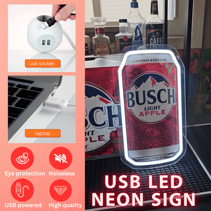 Apple Beer Can USB LED Neon Sign Beer Can for Man Cave Bar Garage Party - Shineneon