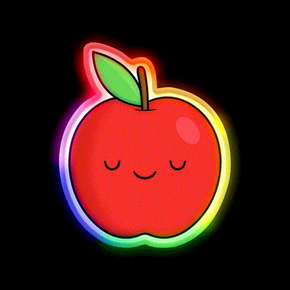 Apple Snack Food Led Neon Sign Rgb Color - LED neon sign close-up detail
