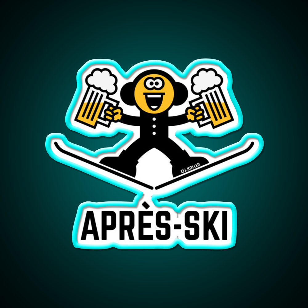 Apres Ski Beer Caricature 3C Beer Bar Decor Led Neon Sign Rgb Color - Size and dimension reference