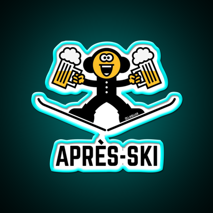 Apres Ski Beer Caricature 3C Beer Bar Decor Led Neon Sign Rgb Color - Size and dimension reference