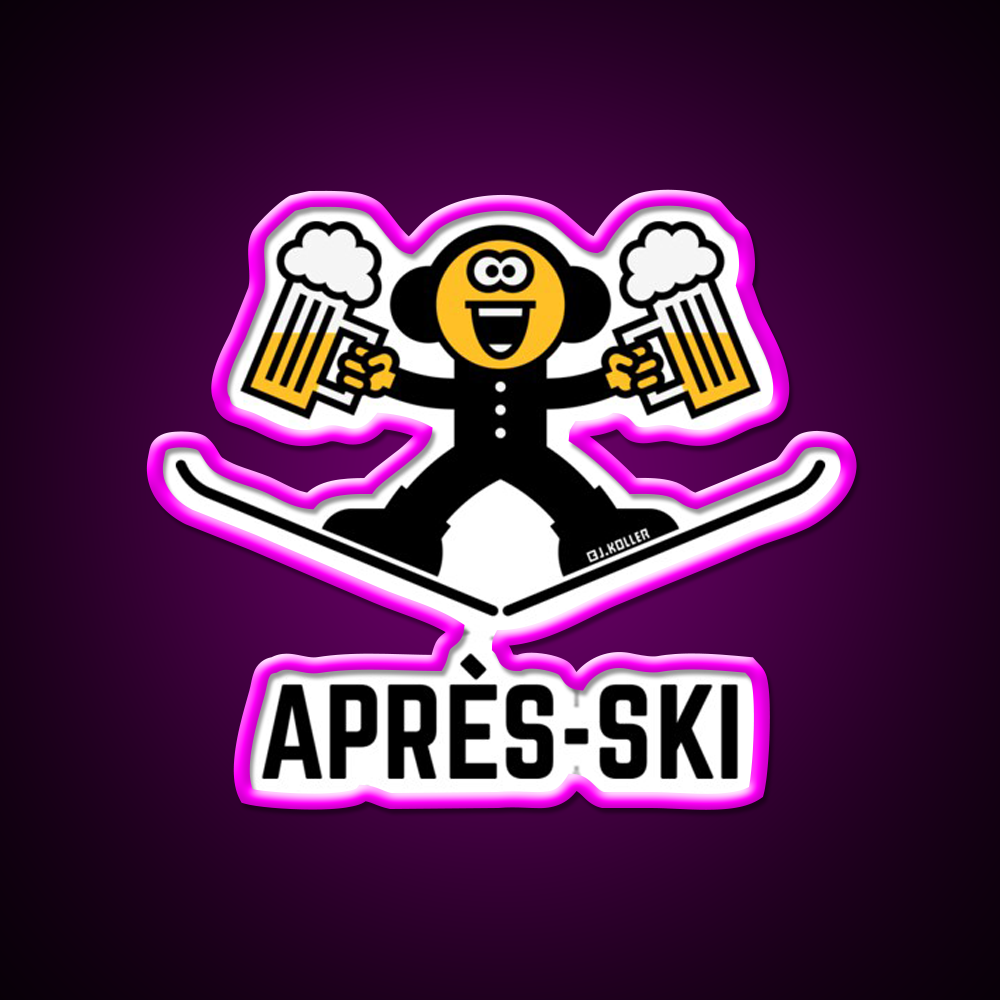 Apres Ski Beer Caricature 3C Beer Bar Decor Led Neon Sign Rgb Color - Neon sign mounted on wall in room