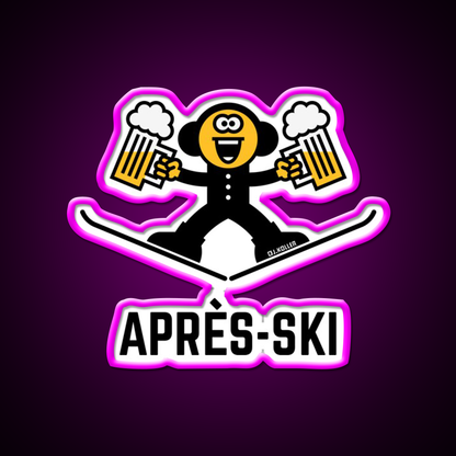 Apres Ski Beer Caricature 3C Beer Bar Decor Led Neon Sign Rgb Color - Neon sign mounted on wall in room