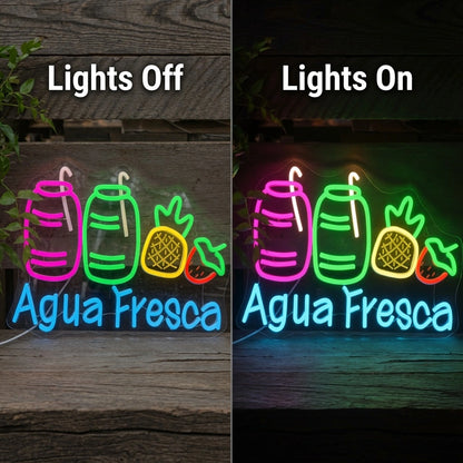 Aqua Fresca Wall Decor LED Neon Sign - 06 Day Night Comparison