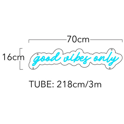 Aqua Good Vibes Only Handwritten Led Neon Sign For Cozy Indoor Decor | Shineneon