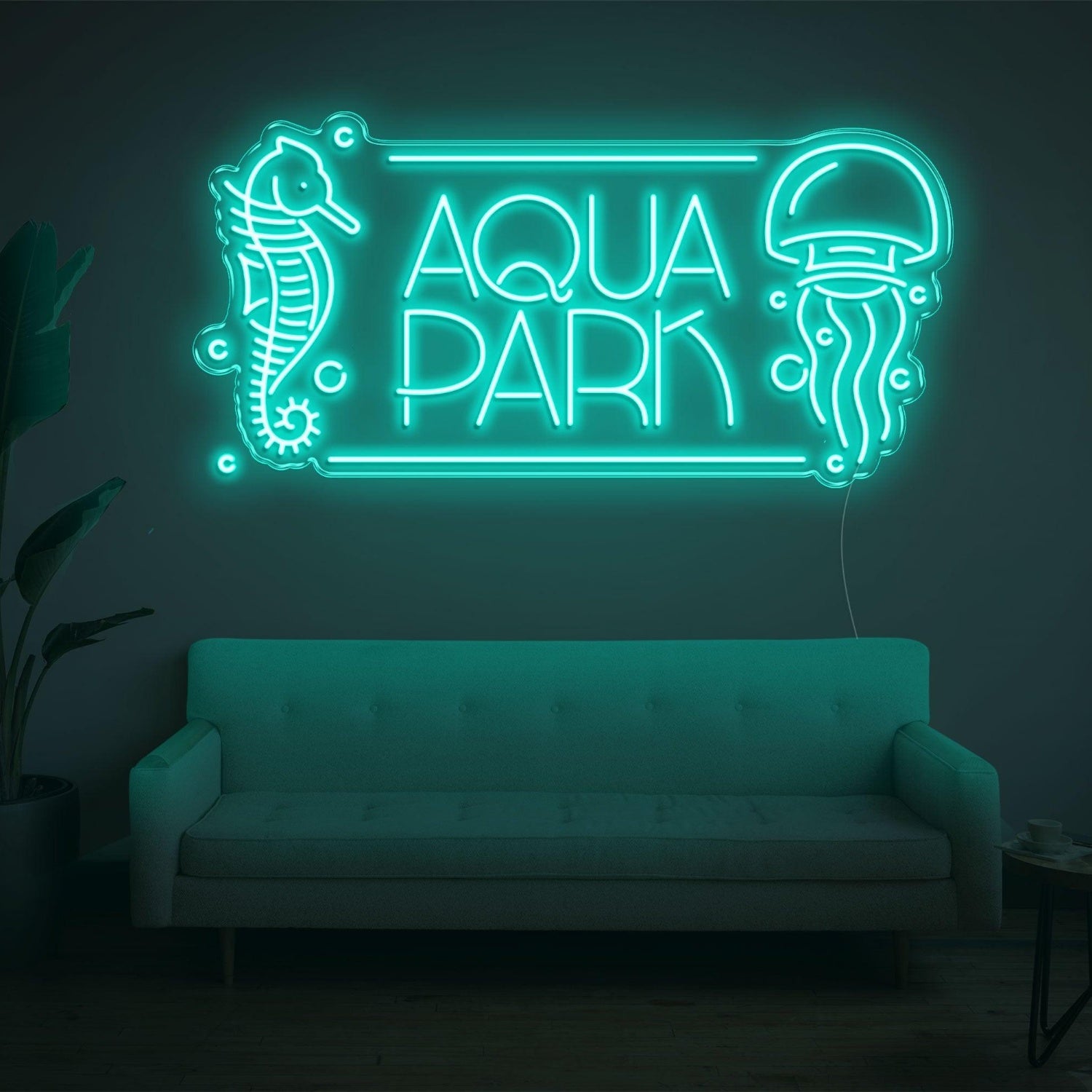Aqua Park Seahorse Jellyfish Led Neon Sign For Ocean Theme Indoor Decor | Shineneon