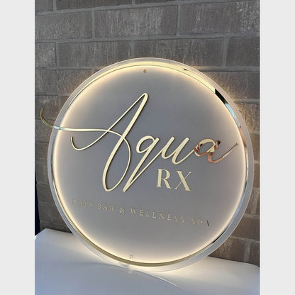 Aqua Rx Wellness Spa Acrylic Business Logo Sign - Shineneon