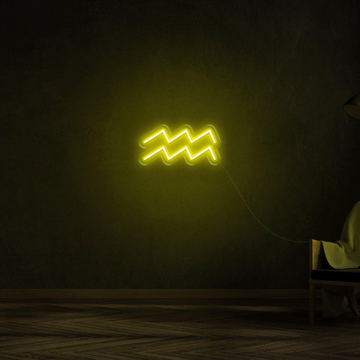 Aquarius Zodiac Orange-Yellow Wave Led Neon Sign For Modern Home Decor | Shineneon