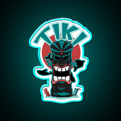 Aquatic Tiki Mask Cocktail Bar Decor Led Neon Sign Rgb Color - Size and dimension reference