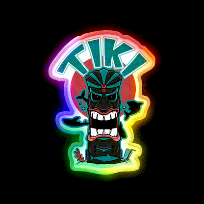 Aquatic Tiki Mask Cocktail Bar Decor Led Neon Sign Rgb Color - LED neon sign close-up detail