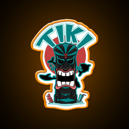 Aquatic Tiki Mask Cocktail Bar Decor Led Neon Sign Rgb Color - Shineneon
