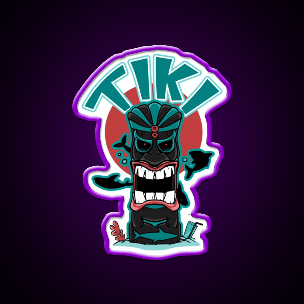 Aquatic Tiki Mask Cocktail Bar Decor Led Neon Sign Rgb Color - Shineneon