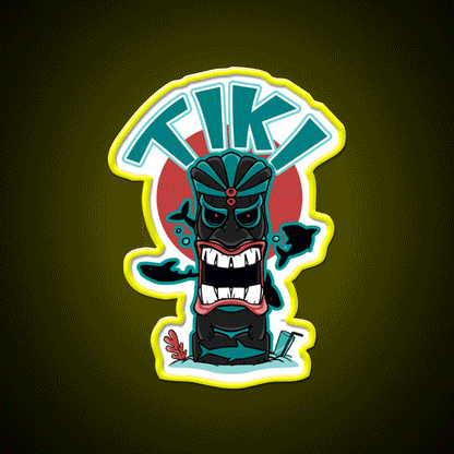 Aquatic Tiki Mask Cocktail Bar Decor Led Neon Sign Rgb Color - Custom LED neon sign front view