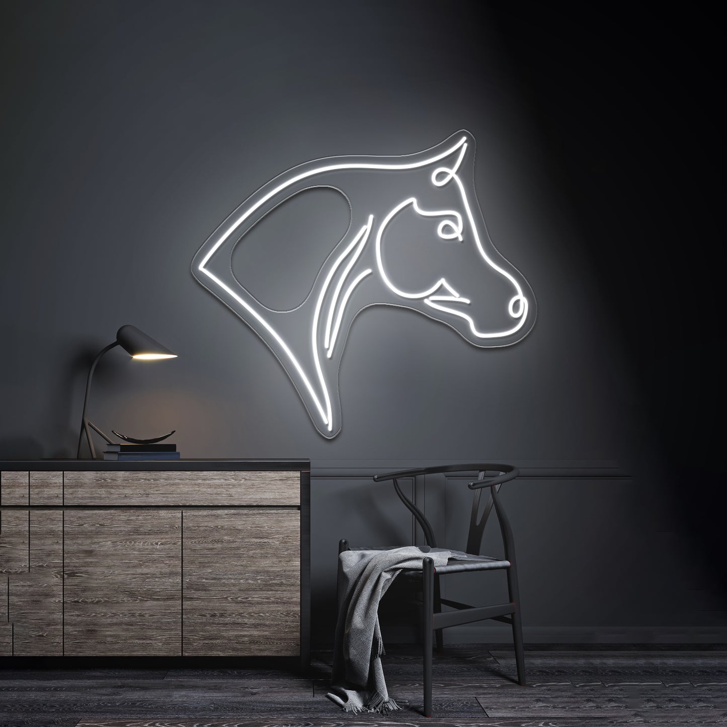 Arabian Horse One Line Art Wall Artwork Neon Signs