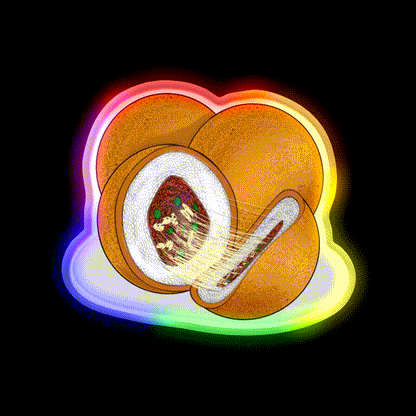 Arancini Italian Rice Ball Snack Food Led Neon Sign Rgb Color - LED neon sign close-up detail
