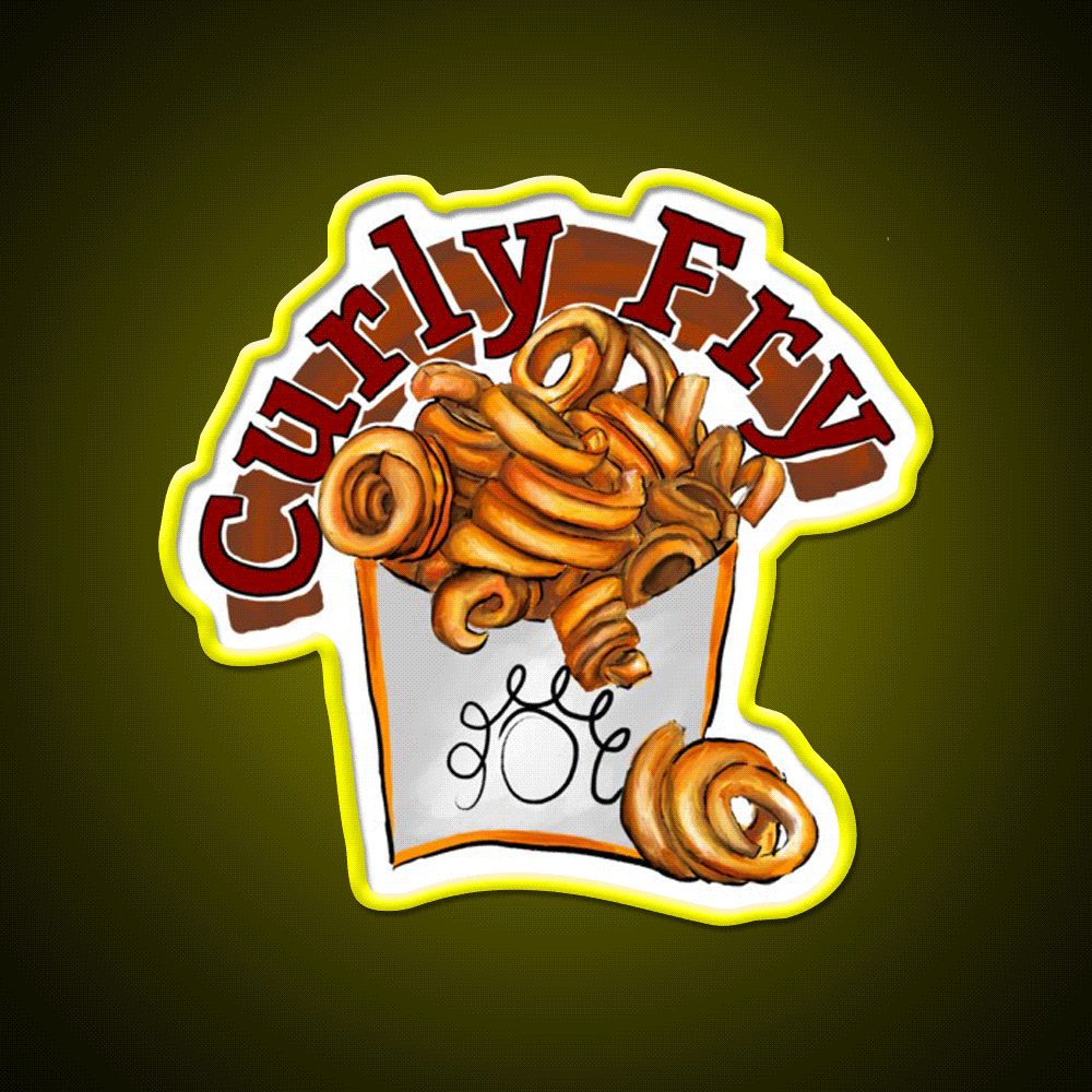 Arbys Curly Fry Fast Food Led Neon Sign For Burger Place Rgb Color