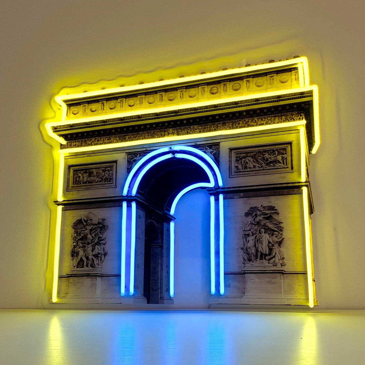 Arc De Triomphe Blue-Yellow Uv Printed Led Neon Sign Acrylic Wall Art Decor | Shineneon