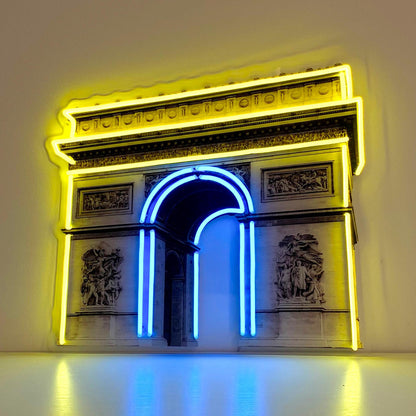 Arc De Triomphe Blue-Yellow Uv Printed Led Neon Sign Acrylic Wall Art Decor | Shineneon