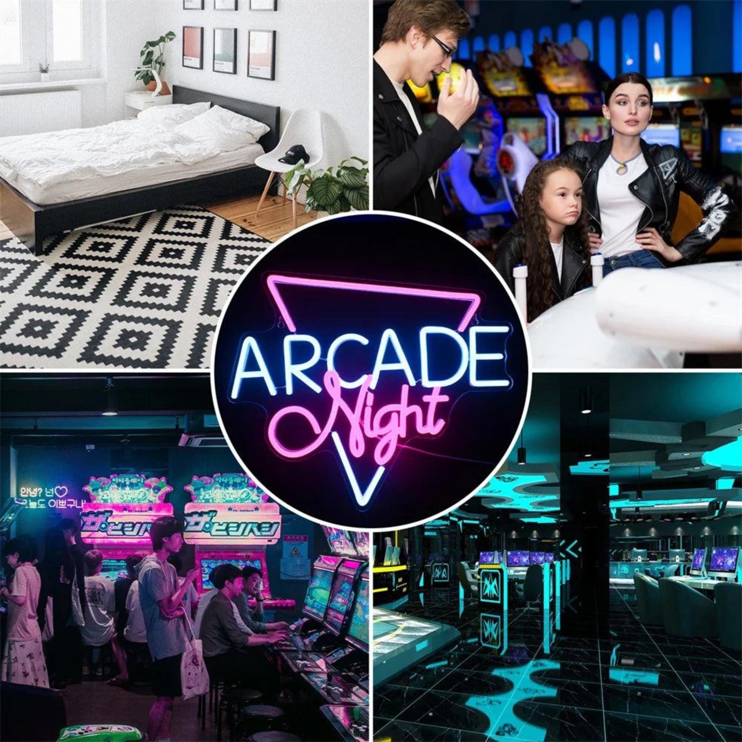 Arcade Night Pink Blue Led Neon Sign For Gaming Room Bar Decor | Shineneon
