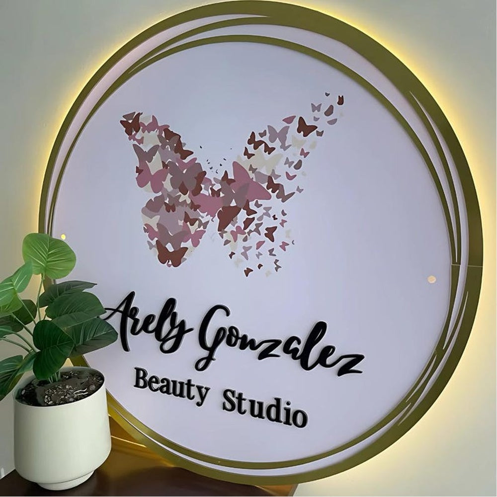 Arely Gonzalez Beauty Studio Acrylic Business Logo Sign