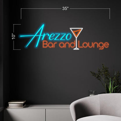 Arezzo Blue-Orange Cocktail Led Neon Sign For Bar Lounge Decor | Shineneon