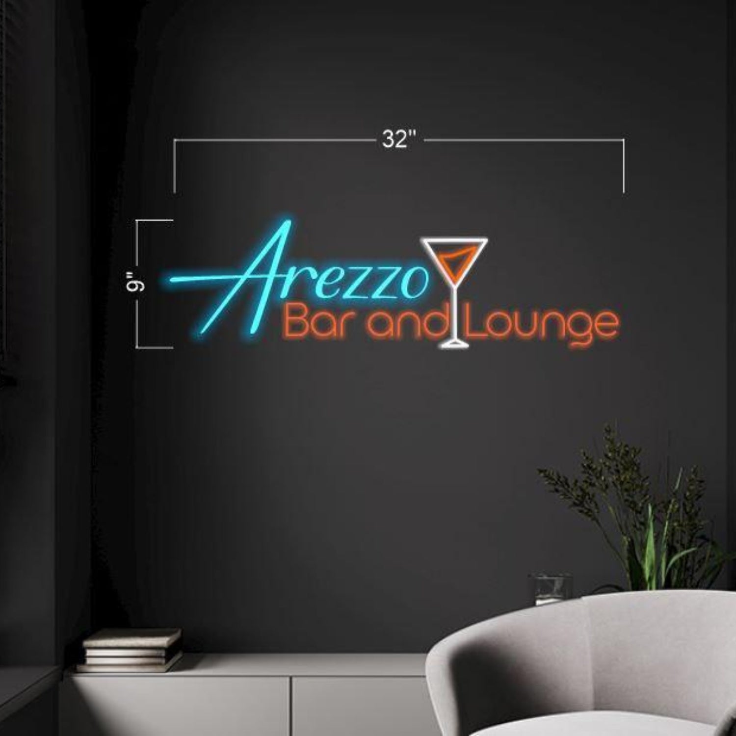 Arezzo Blue-Orange Cocktail Led Neon Sign For Bar Lounge Decor | Shineneon
