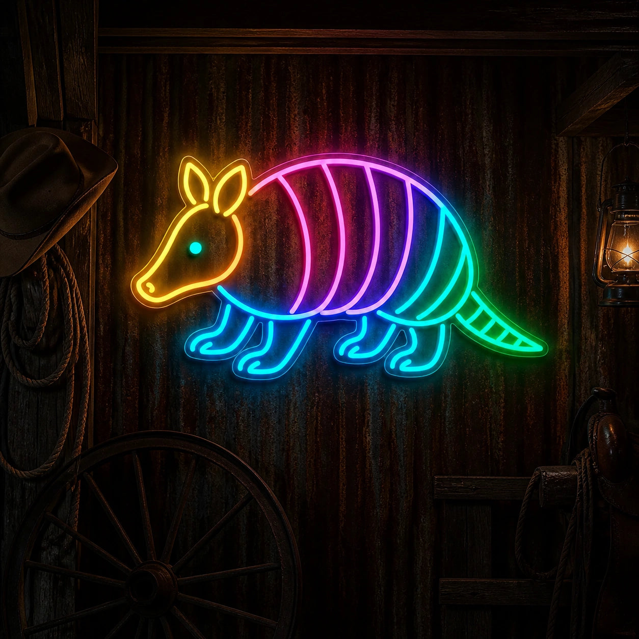 Armadillo Outline Vintage LED Neon Sign high-converting product image