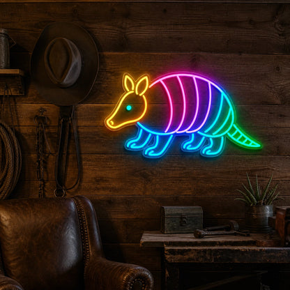 Armadillo Outline Vintage LED Neon Sign real lifestyle scene