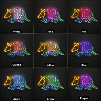 Armadillo Outline Vintage LED Neon Sign color grid