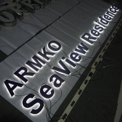 Armko Seaview Residence 3D Backlit Letters Business Metal Led Sign - Shineneon