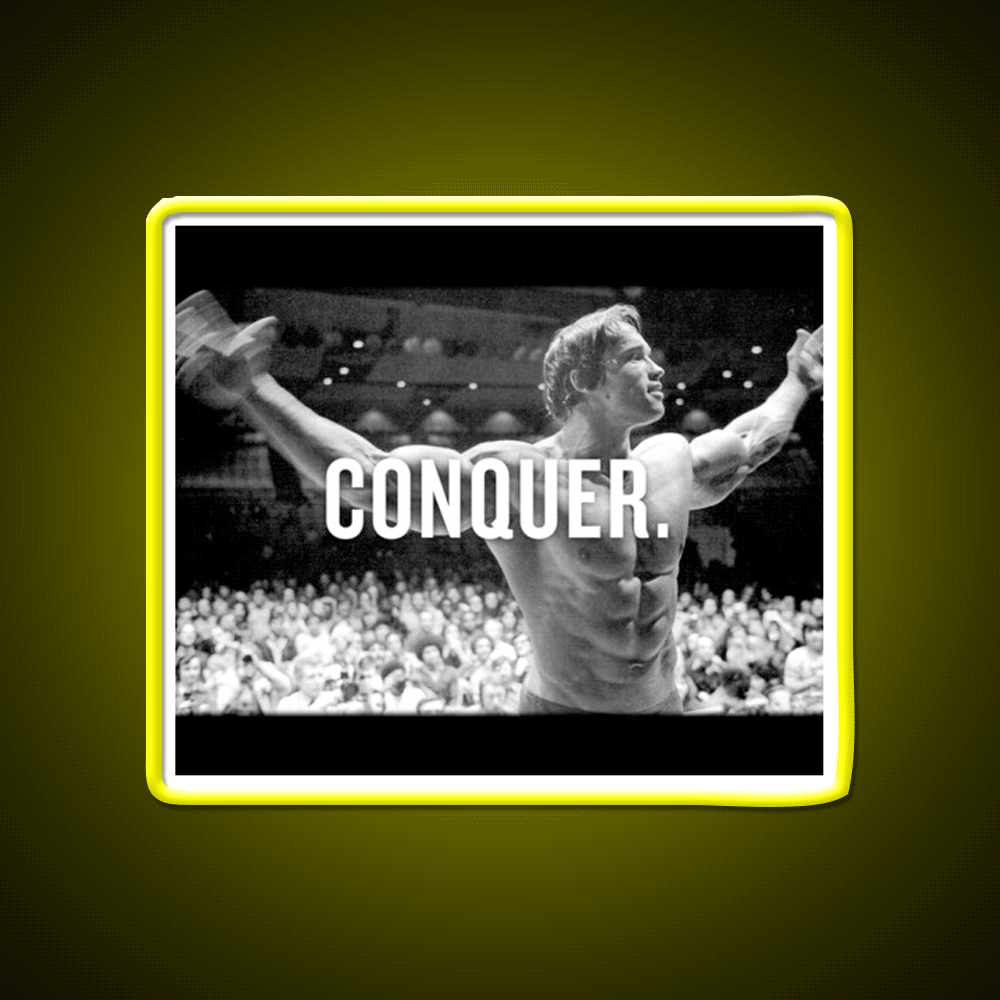 Arnold Schwarzenegger Conquer Gym Fitness Led Neon Sign Rgb Color