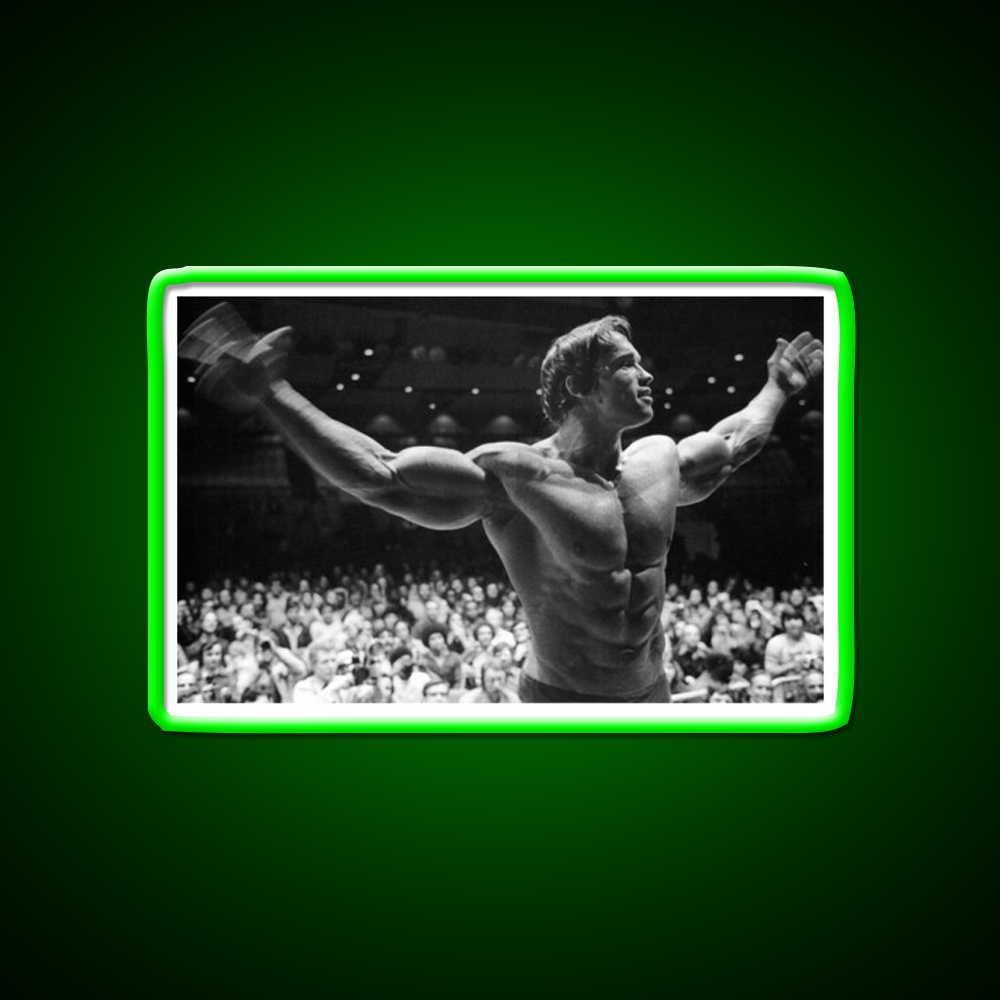 Arnold Schwarzenegger Hd Iconic Pose Gym Fitness Led Neon Sign Rgb Color