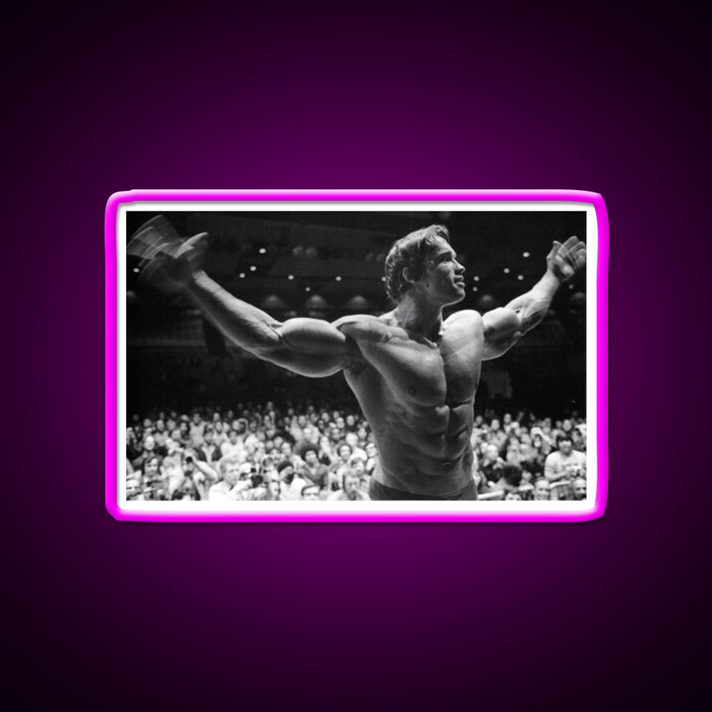 Arnold Schwarzenegger Hd Iconic Pose Gym Fitness Led Neon Sign Rgb Color